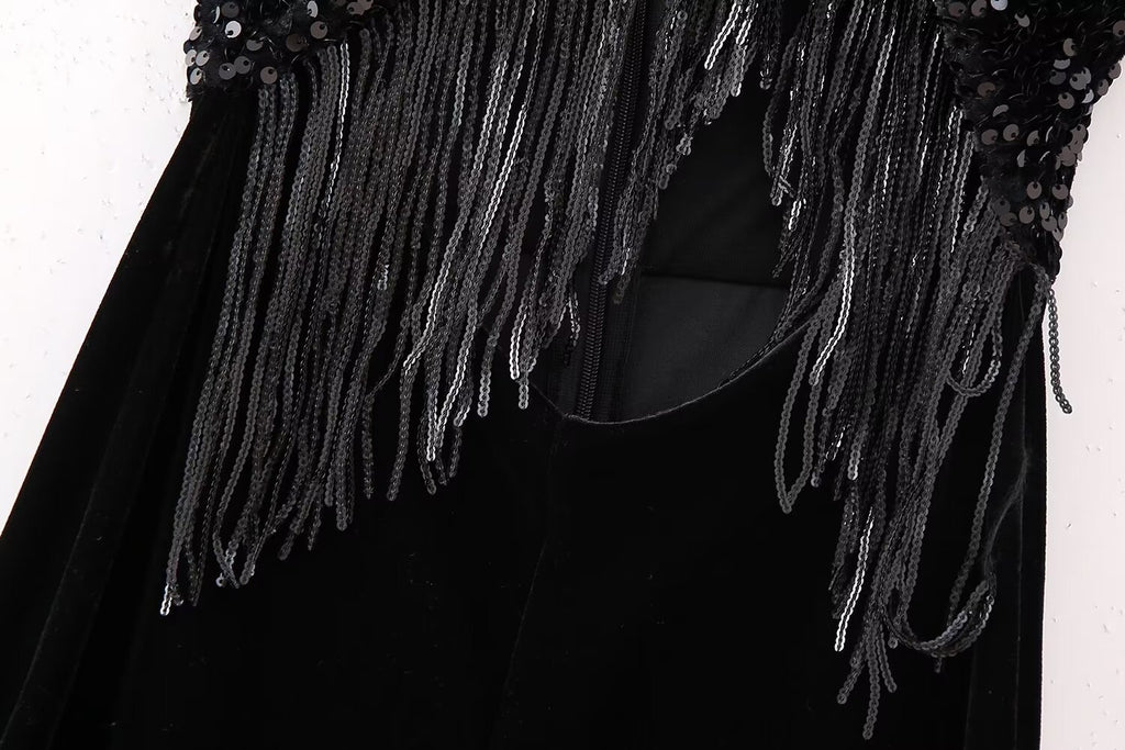 The Midnight Fringe Halter Set