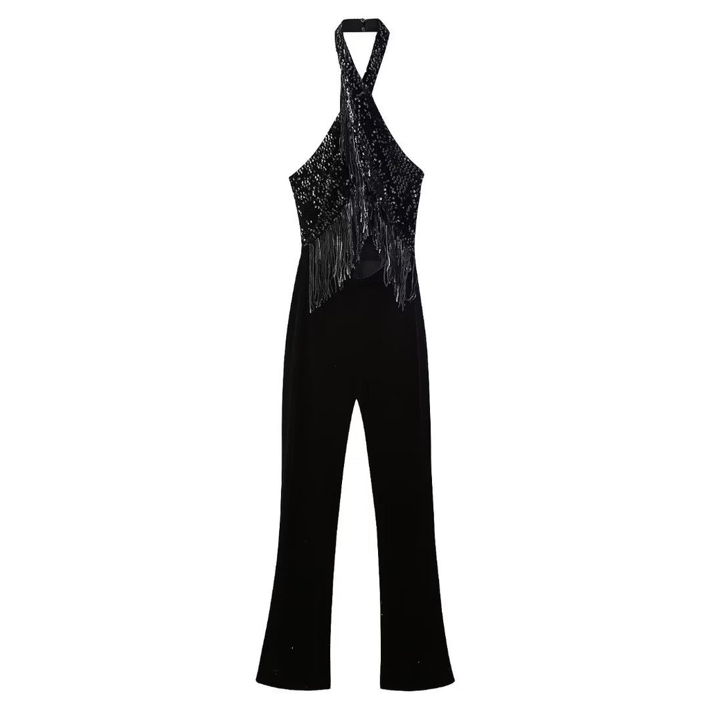 The Midnight Fringe Halter Set