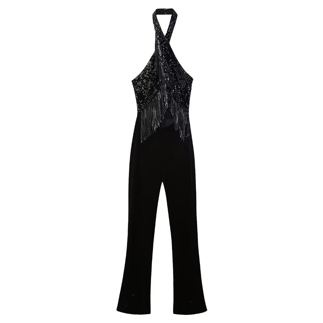The Midnight Fringe Halter Set