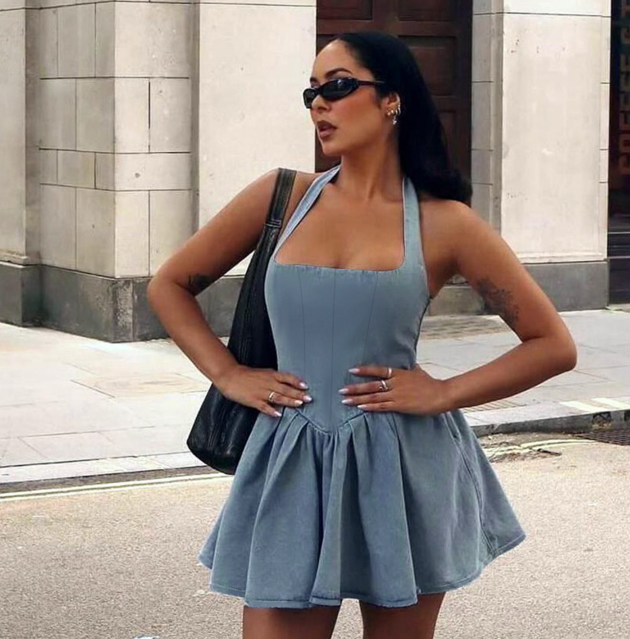Snapback Denim Dress