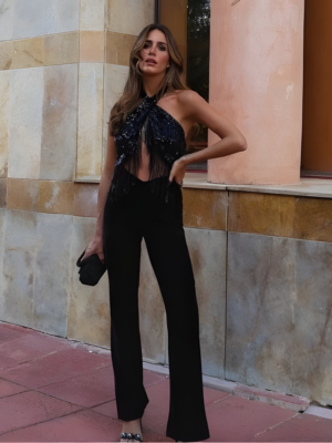 The Midnight Fringe Halter Set